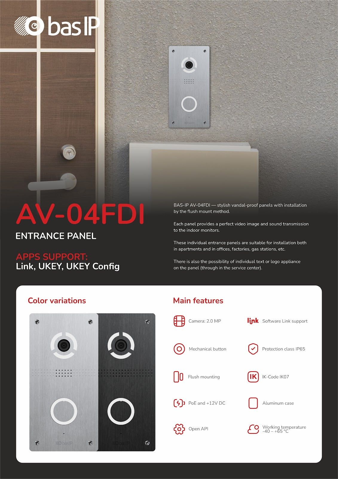Bas-IP AV-04FDI Individual Panel