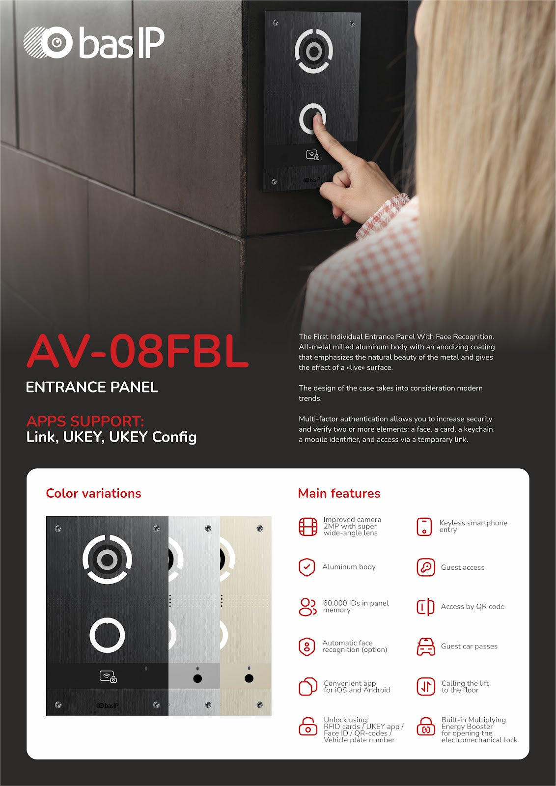 BasIP AV-08FBL Individual Panel