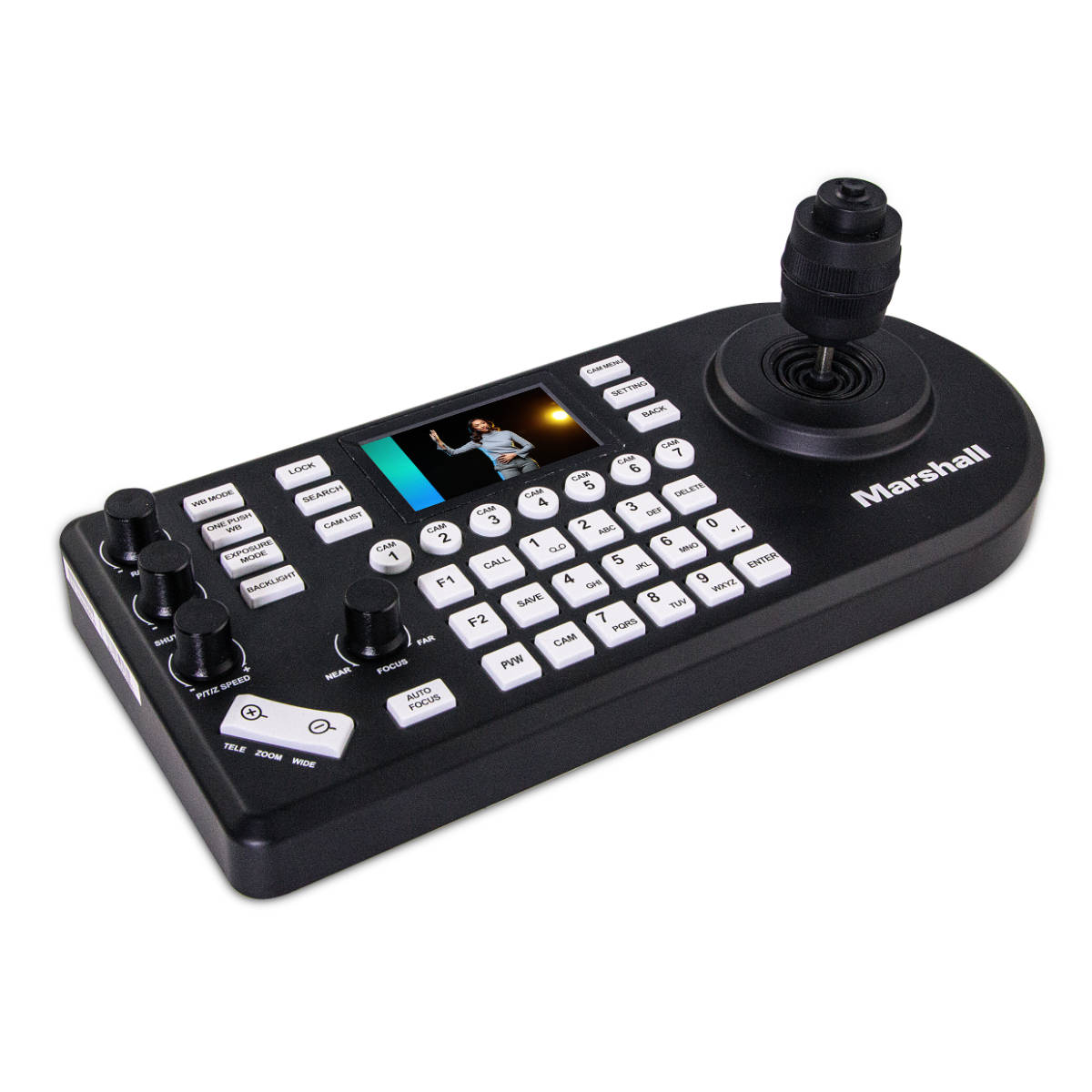 Marshall VS-PTC-300 IP/NDI PTZ Controller seitlich mit Display