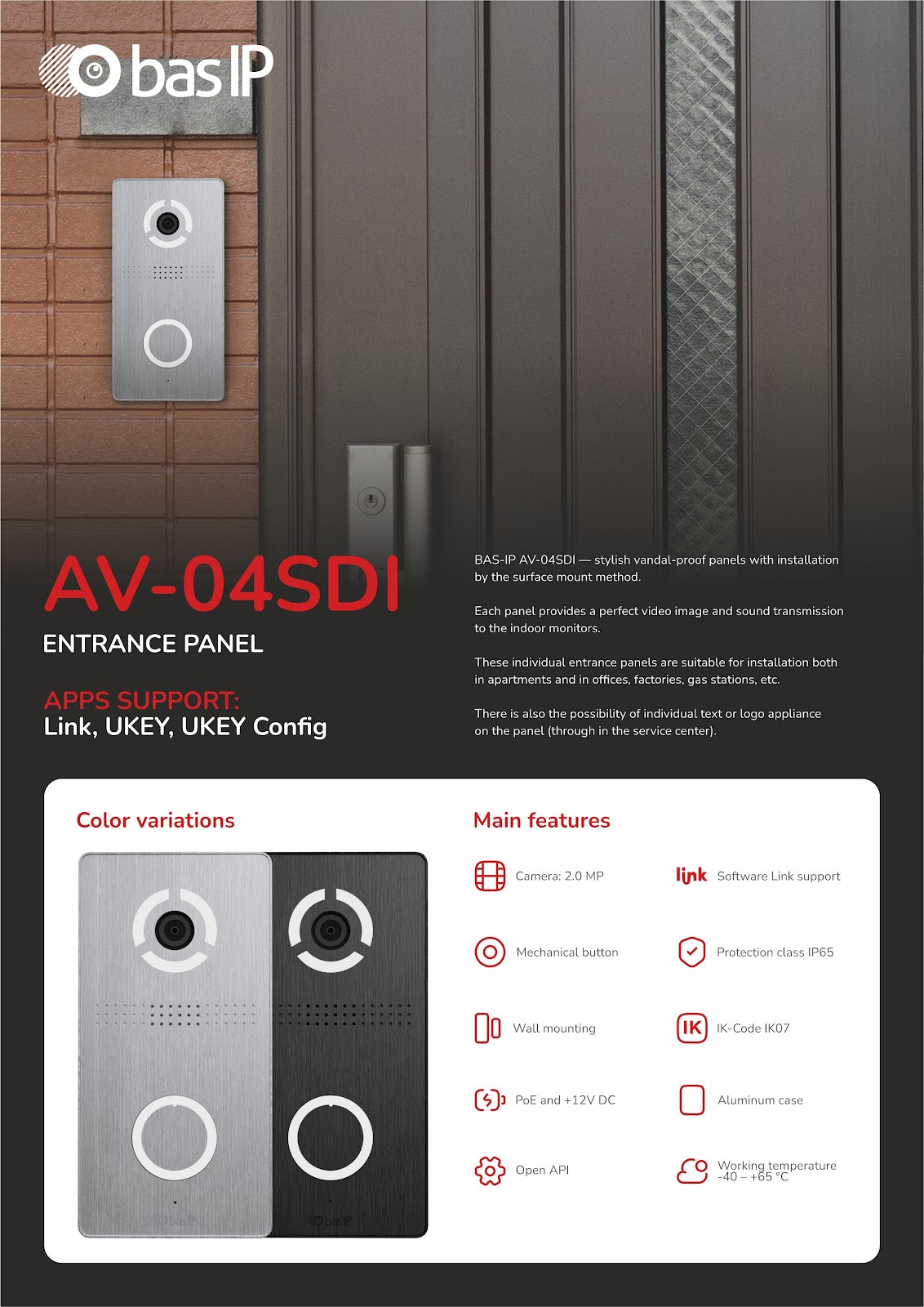 Panneau individuel BasIP AV-04SDI